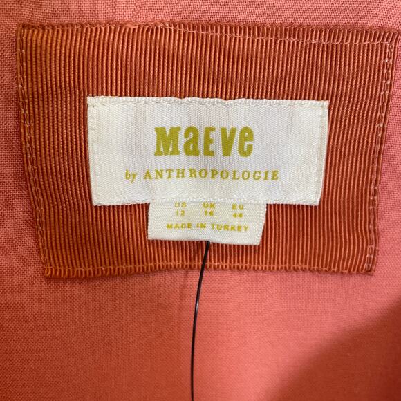 Anthropologie Maeve Tweed Mini Dress Collared Pink Cream Preppy Retro NWT 12 - Picture 4 of 7